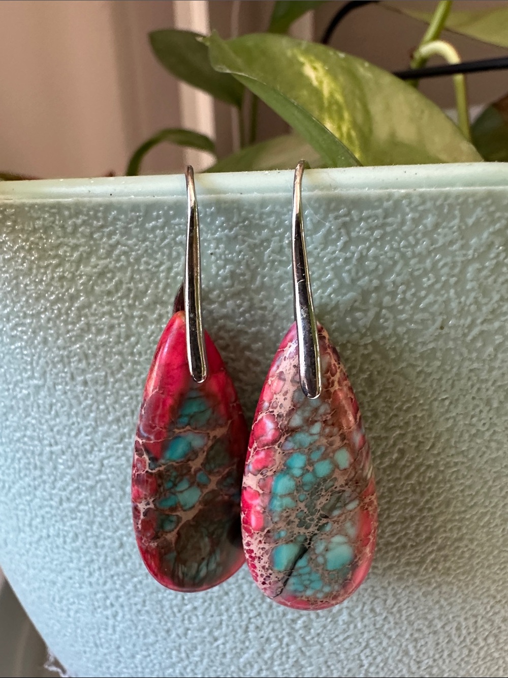 Cape Diablo Pink and Turquoise Teardrop Earrings